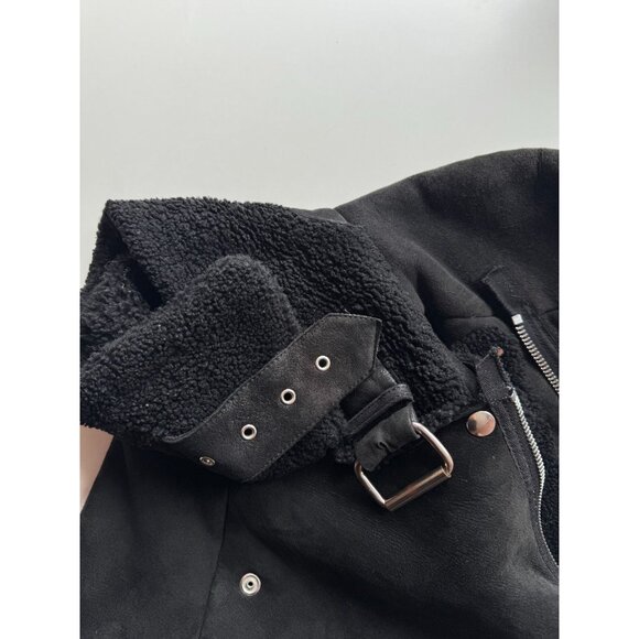 ACNE STUDIOS Velocite Black Leather Shearling Motorcycle Moto Jacket, Size 34/XS - Picture 13 of 16